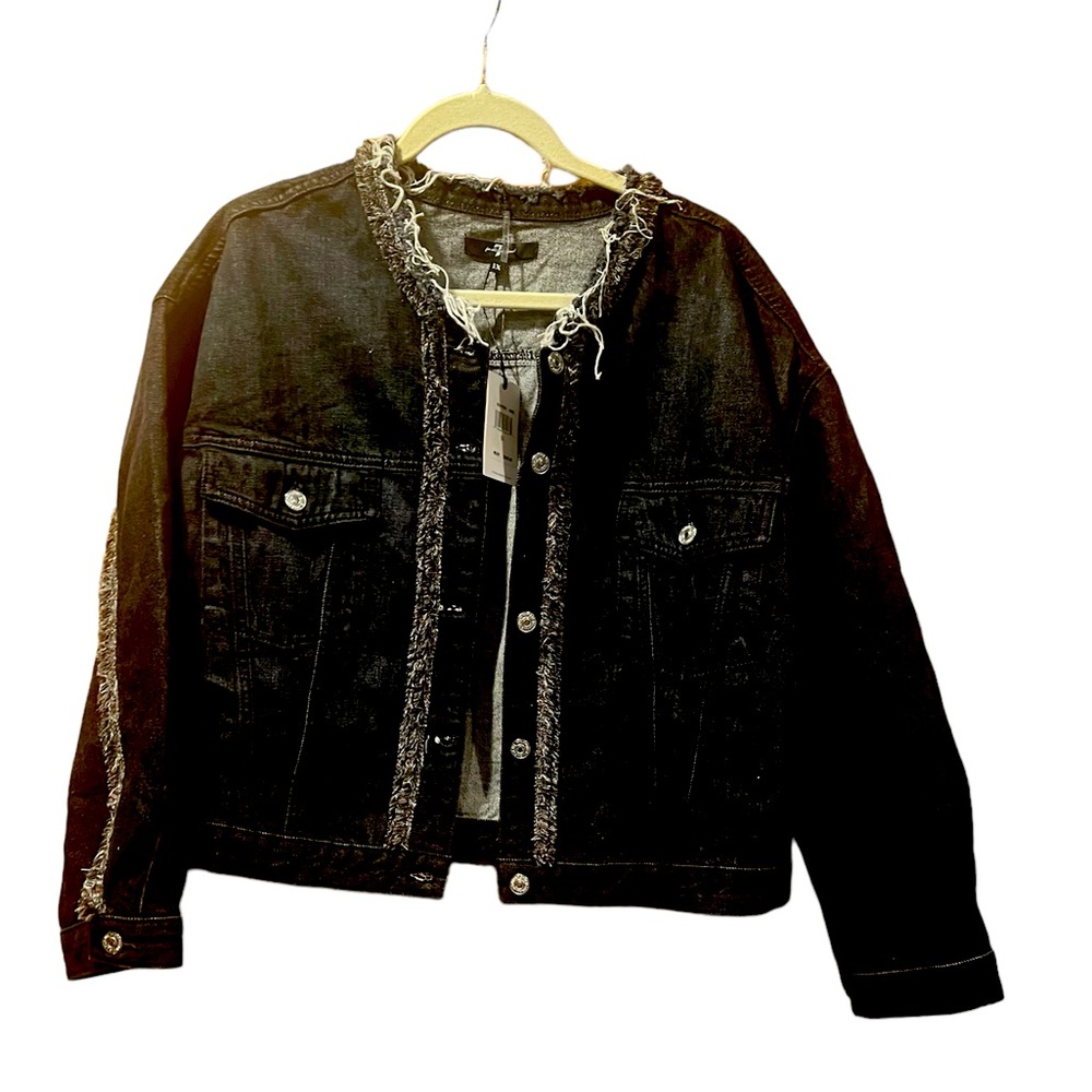 Denim jacket 7For All Mankind size 1X with short fringe